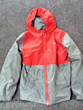 Eddie Bauer Jacket fleece lined Sz 7/8 red gray windbreaker outerwear